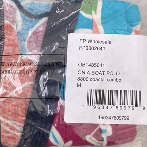 Nwt Free People On a Boat Cropped Boxy Polo in Coastal Floral Combo Size Medium - Picture 5 of 5